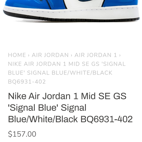 NIKE 2021 Air Jordan 1 Mid SE GS Signal Blue/ White/ Black- 5.5 youth - Picture 13 of 16